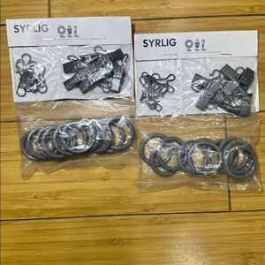 Two Ikea SYRLIG Curtain Ring 10 pk hooks clips Silver/Grey NIB Total of 20